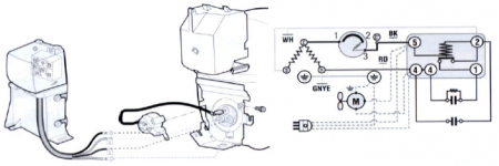 Compressore gas R404A R507 CSIR - 3/4 Hp - 14,28 cm3 - Embraco Aspera NEK2168GK - schema elettrico